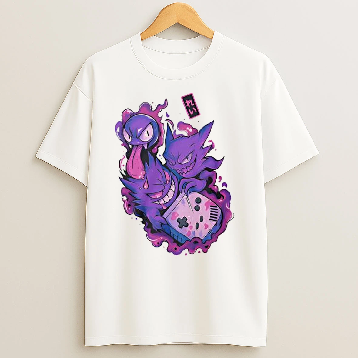 Pokemon Game Console Gastly Haunter Gengar Characters T Shirts