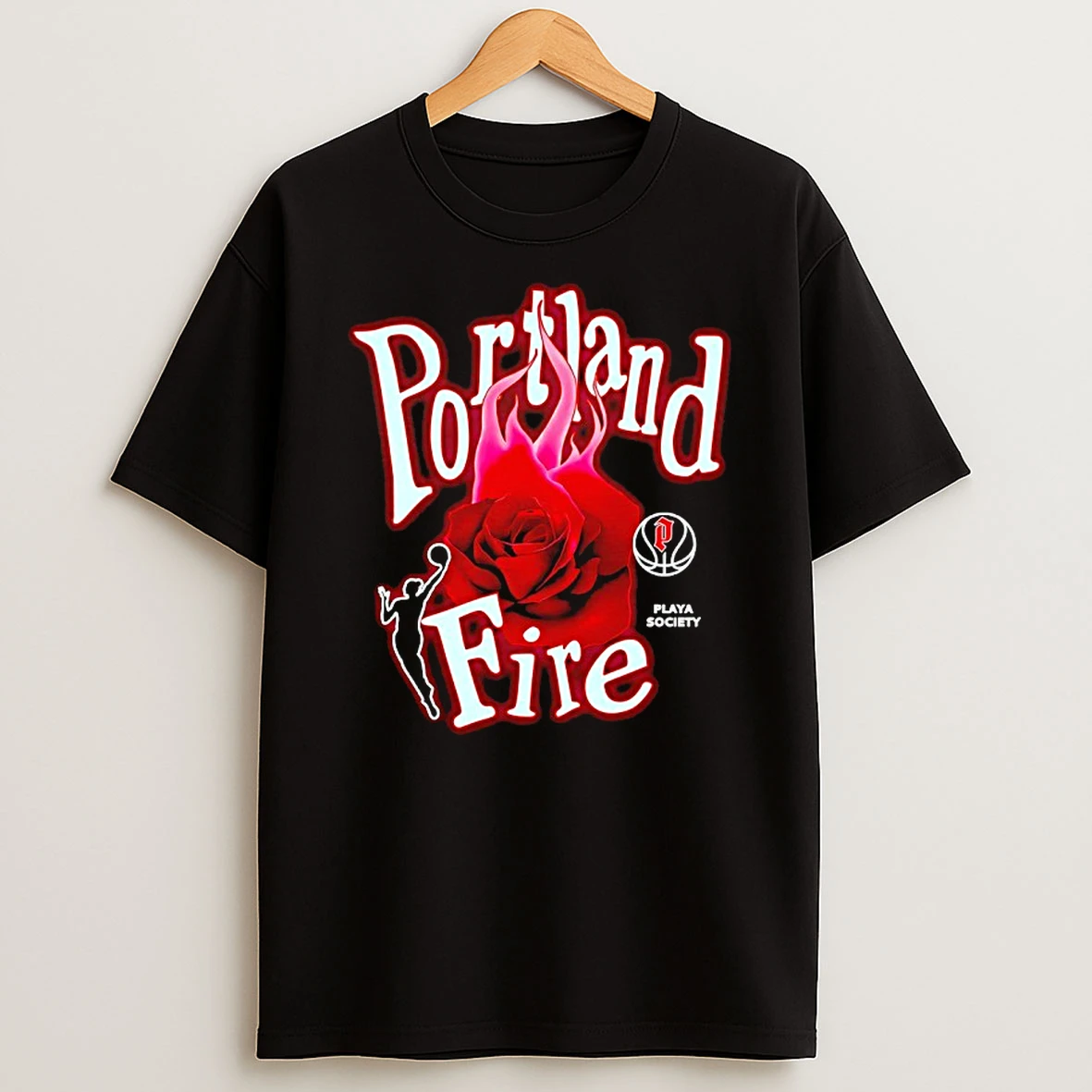 Portland Fire Burning Rose Playa Society Shirts