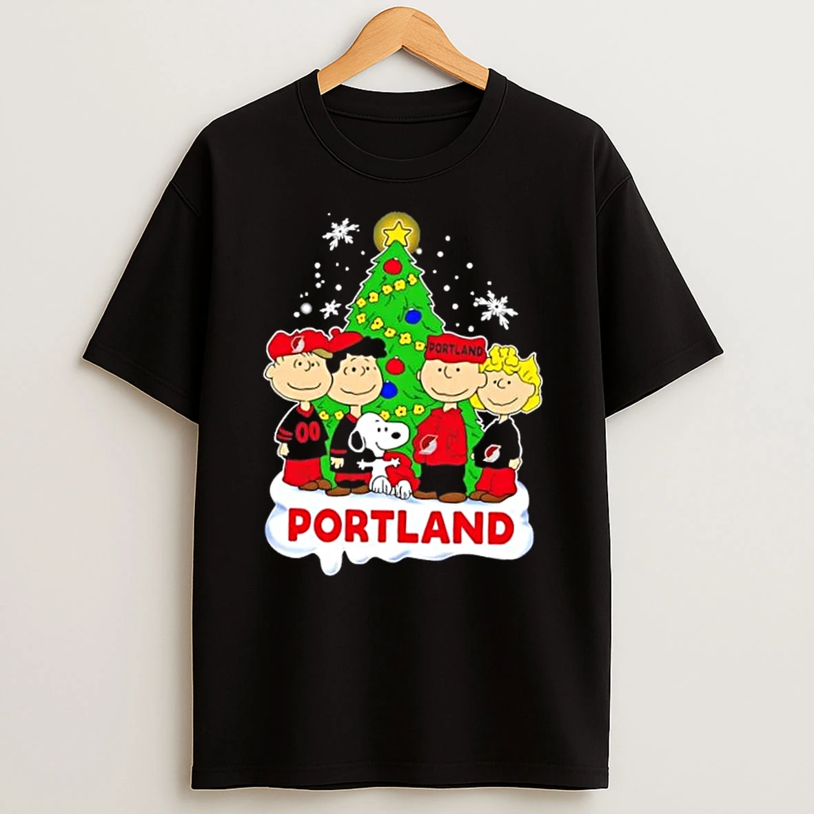 Portland Trail Blazers X Peanuts Snoopy And Friends Christmas Tree Shirts