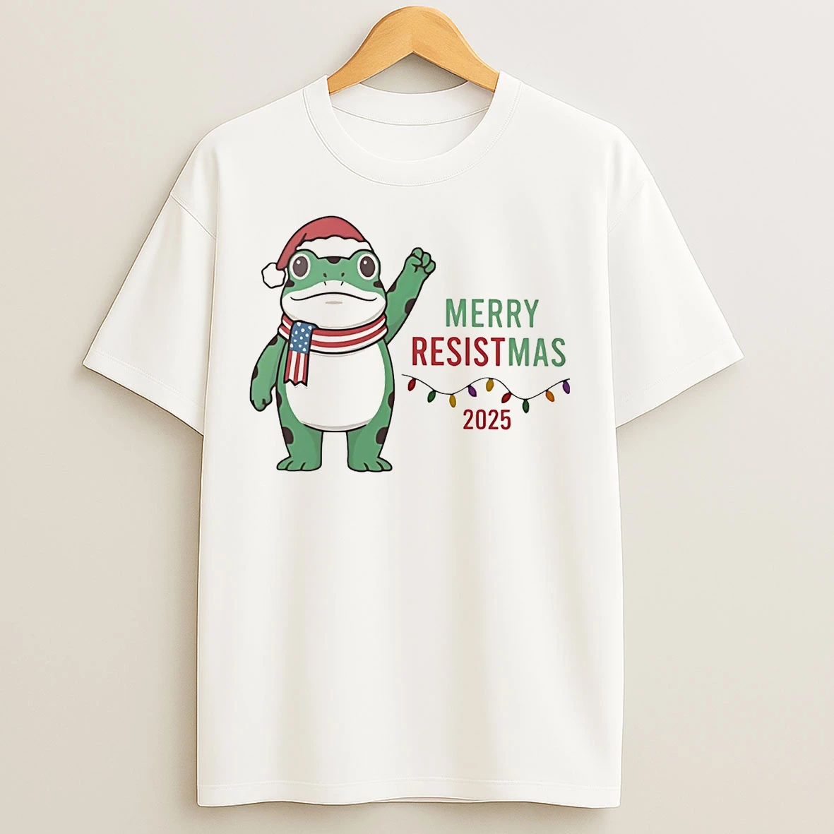 Portland Frog Merry Resistmas 2025 Christmas T Shirts