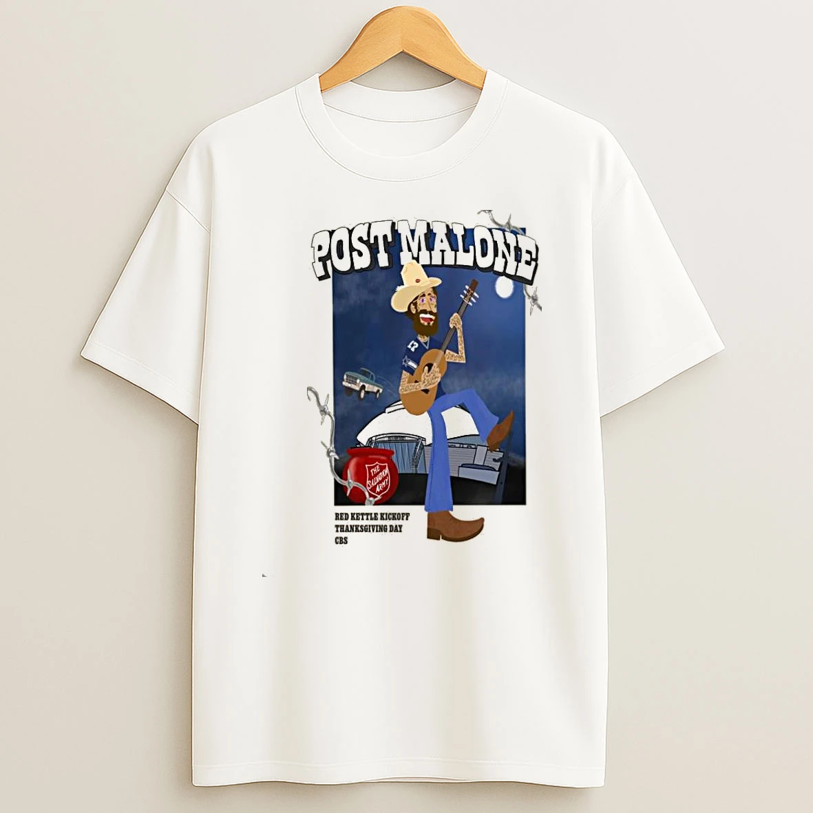 Post Malone Dallas Cowboys Red Kettle Kickoff 2025 Shirts