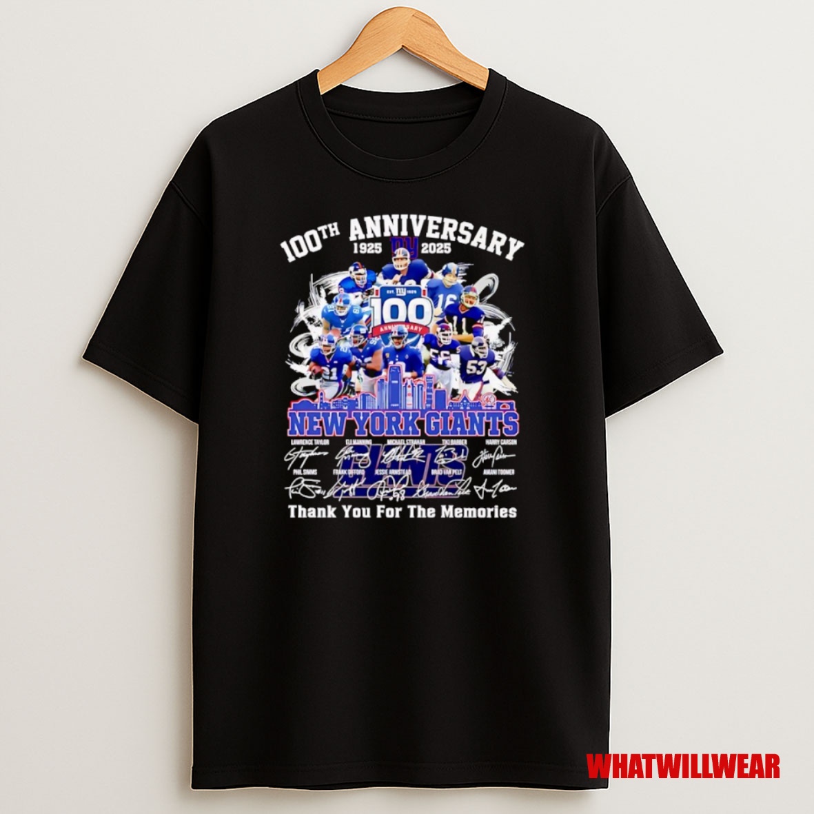 Premium 100th Anniversary 1925 2025 New York Giants Nfl Thank You For The Memories Signature Sweatshirt Tee