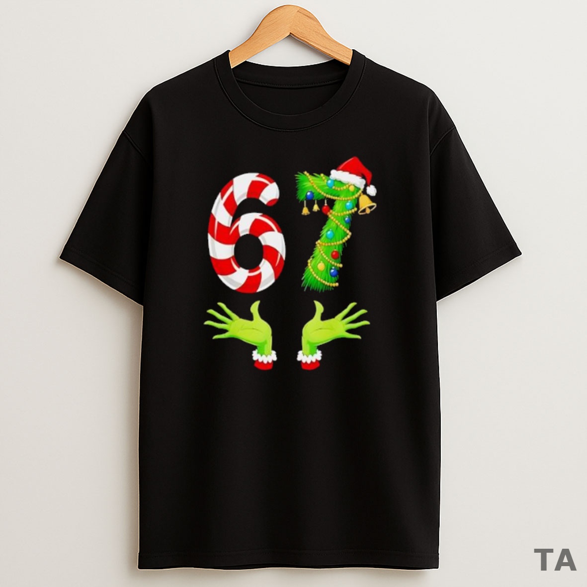 Premium 67 Meme Six Seven Grinch Hand Christmas Sweatshirt Tee