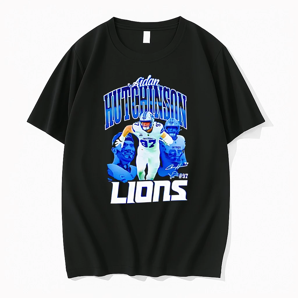 Premium Aidan Hutchinson 97 Detroit Lions Football Player Signature Shirts