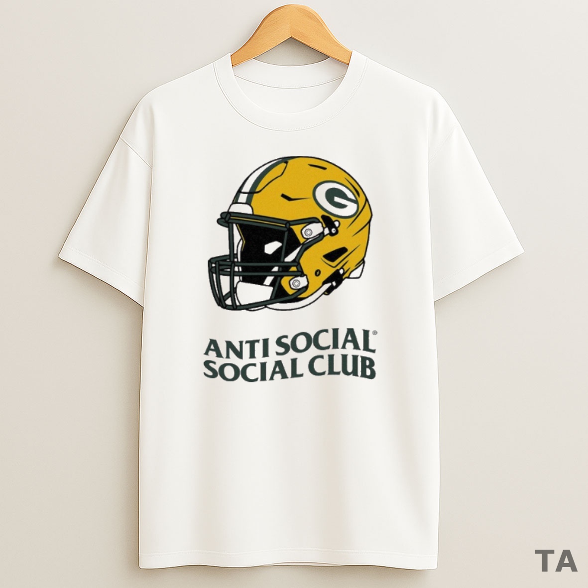 Premium Anti Social Social Club X Green Bay Packers Impact Helmet Sweatshirt Tee