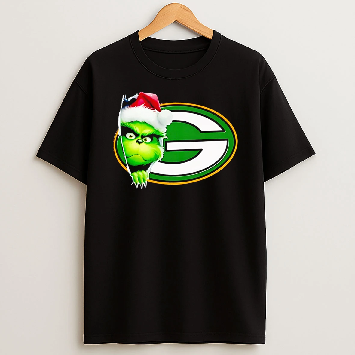 Premium Grinch Peeking Through Green Bay Packers Christmas Holiday Shirts