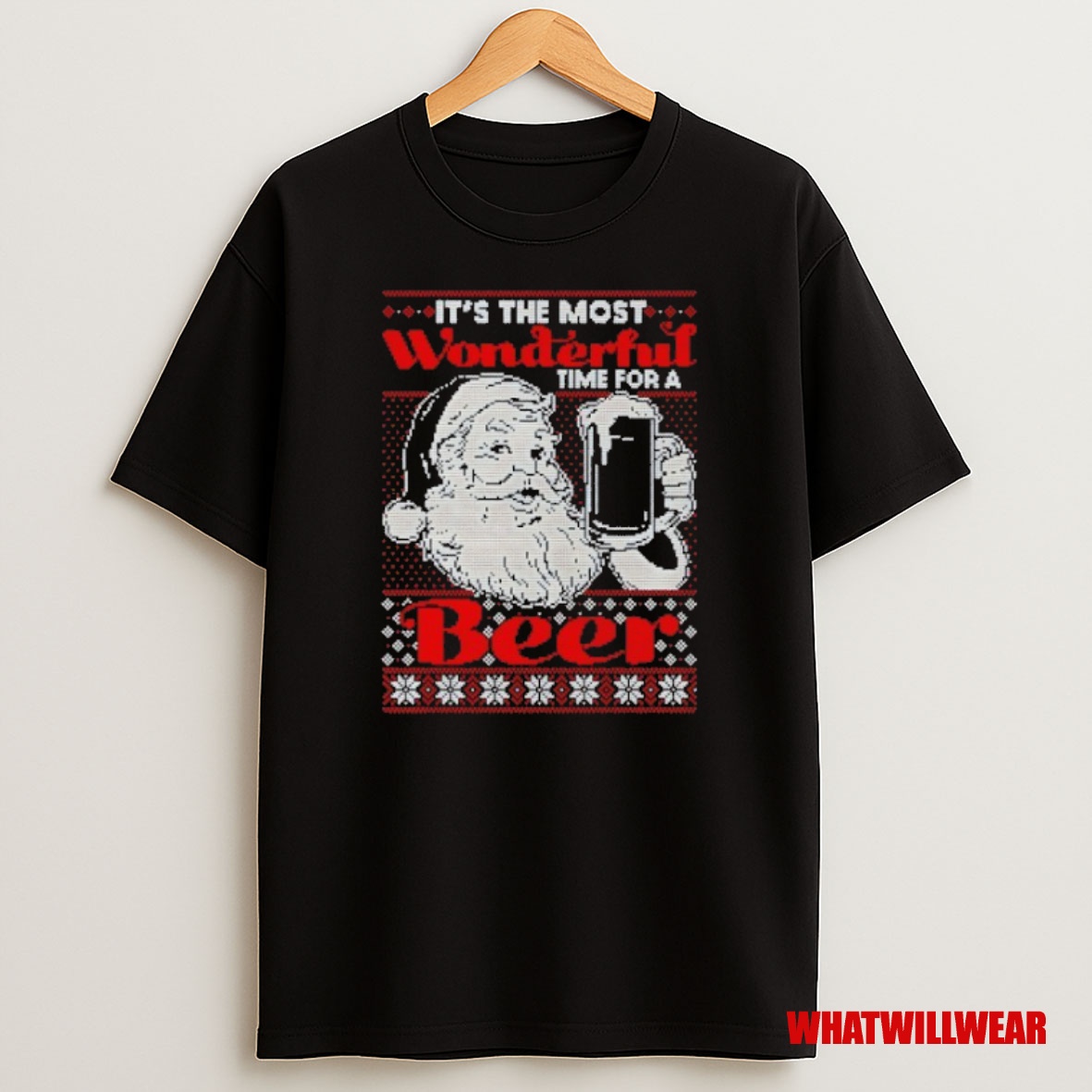 Premium Its The Most Wonderful Time For A Beer Santa Ugly Christmas Sweatshirt Tee