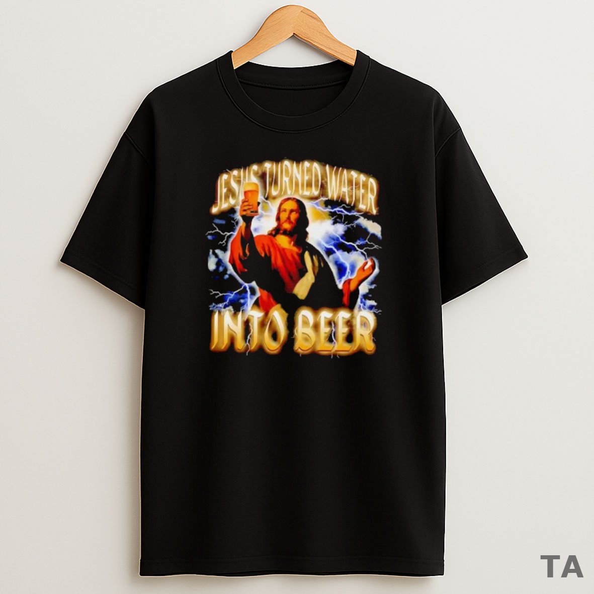 Premium Jesus Turned Water Into Beer Lightning Sweatshirt Tee