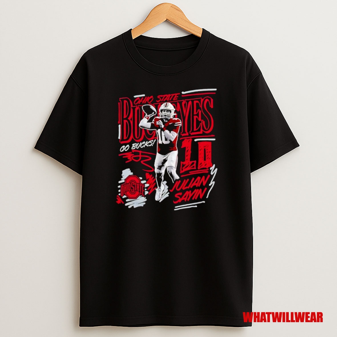 Premium Julian Sayin Ohio State Buckeyes Football Caricature Signature Sweatshirt Tee