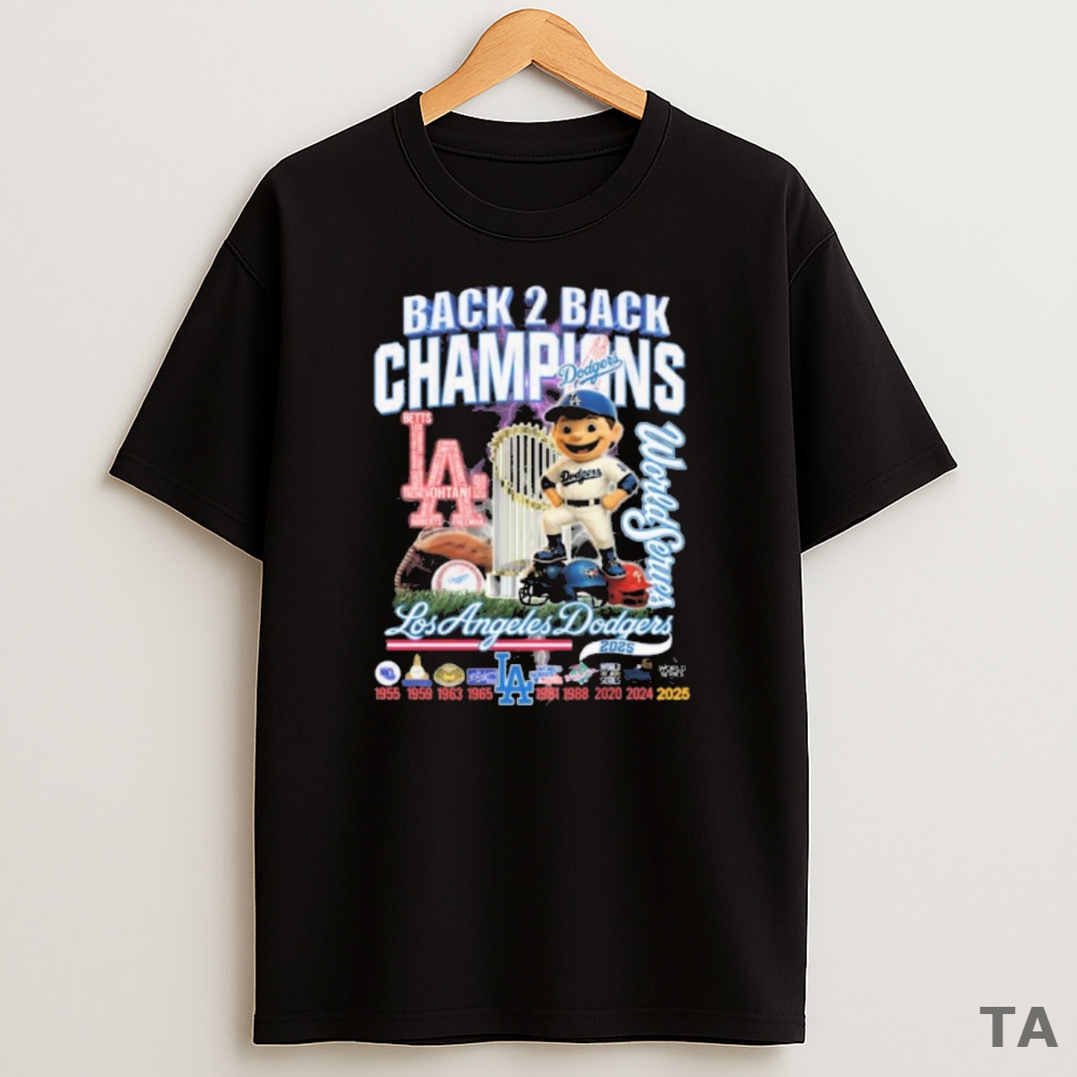 Premium Los Angeles Dodgers Back 2 Back Champions World Series 2024 2025 Cartoon Sweatshirt Tee