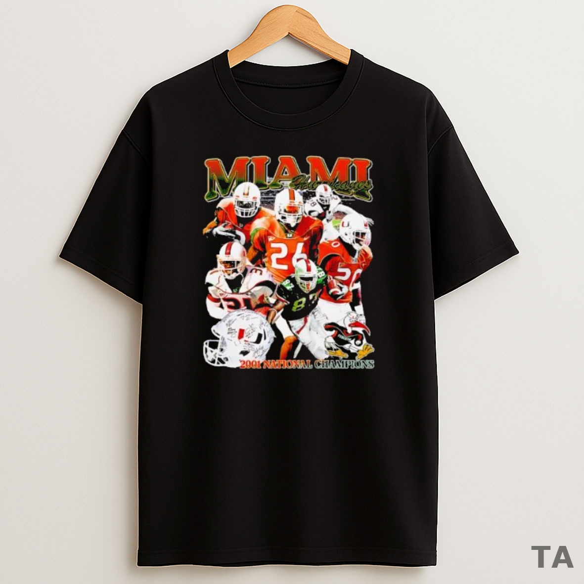 Premium Miami Hurricanes Championship 2001 Graphic Retro Sweatshirt Tee