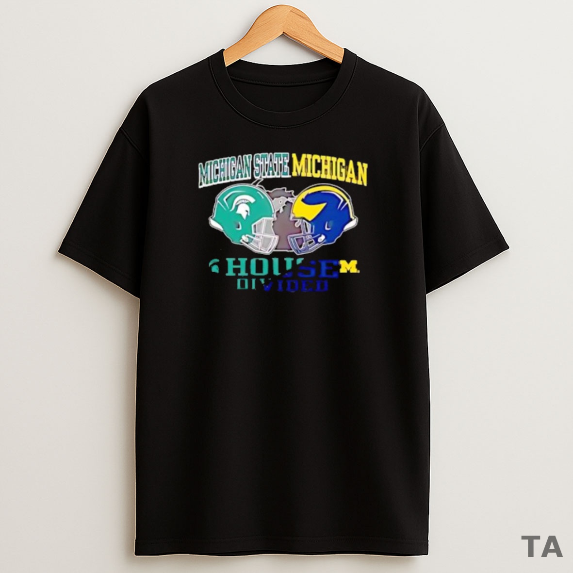 Premium Michigan State Michigan Wolverines House Divided Helmet Sweatshirt Tee
