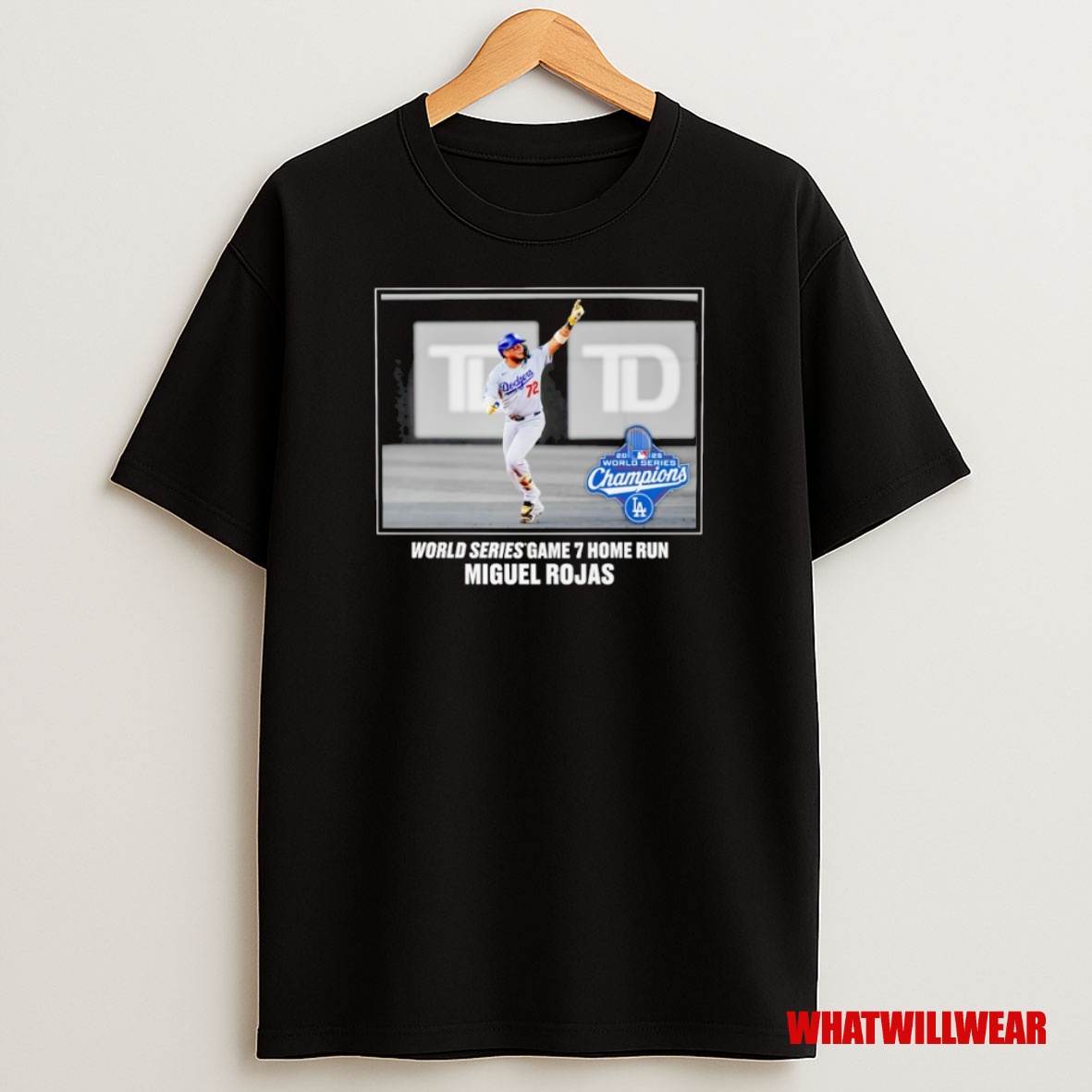 Premium Miguel Rojas Los Angeles Dodgers 2025 World Series Champions Game 7 Home Run Moment Photo Sweatshirt Tee