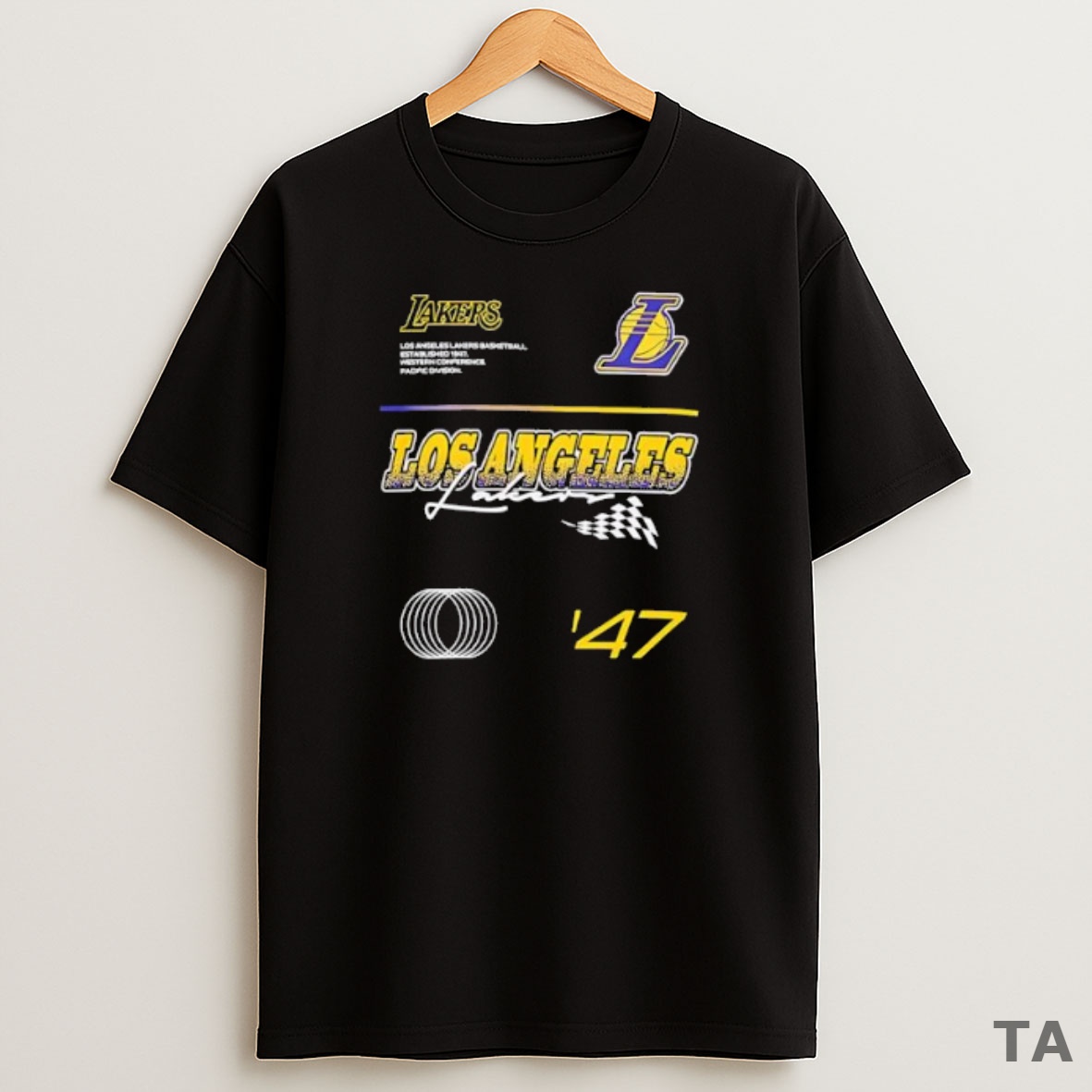Premium Nba Racing Los Angeles Lakers Oversized 47 Sweatshirt Tee