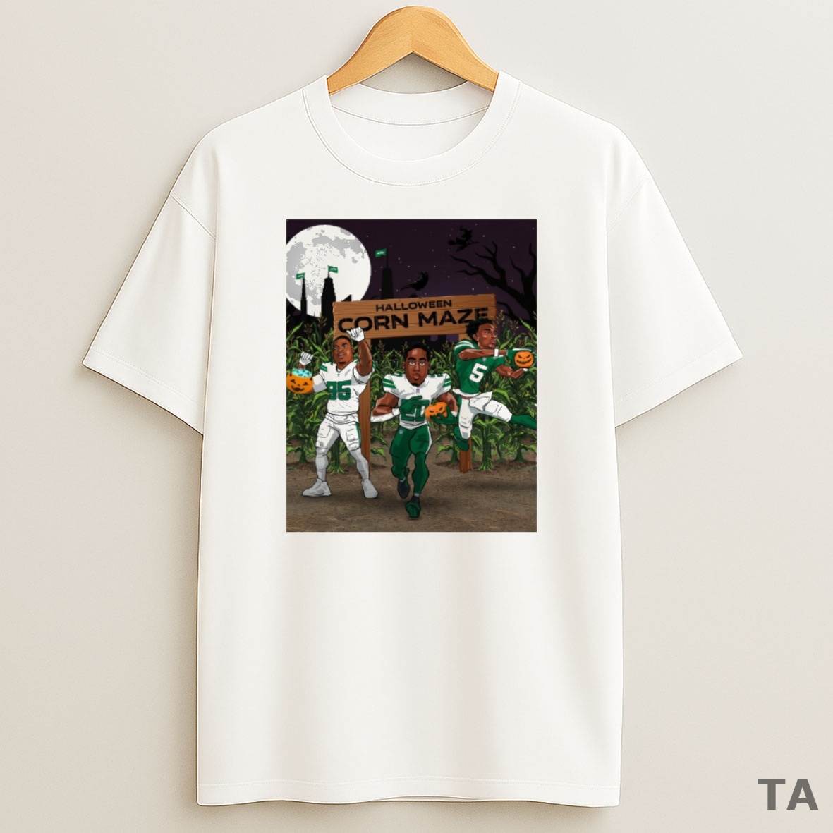 Premium New York Jets Nfl Halloween Corn Maze 2025 Caricatures Sweatshirt Tee