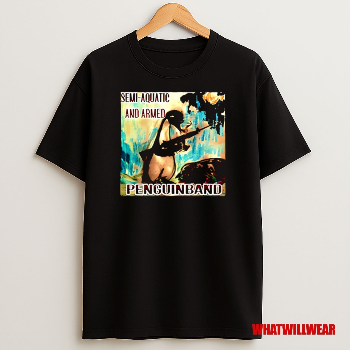 Premium Semi Aquatic And Armed Penguin Band Sweatshirt Tee