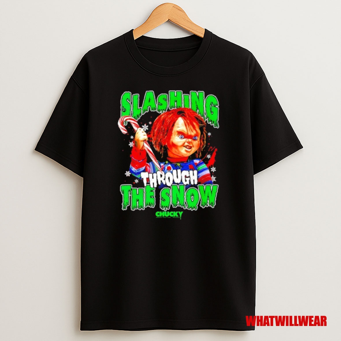 Premium Slashing Through The Snow Chucky Christmas Sweatshirt Tee