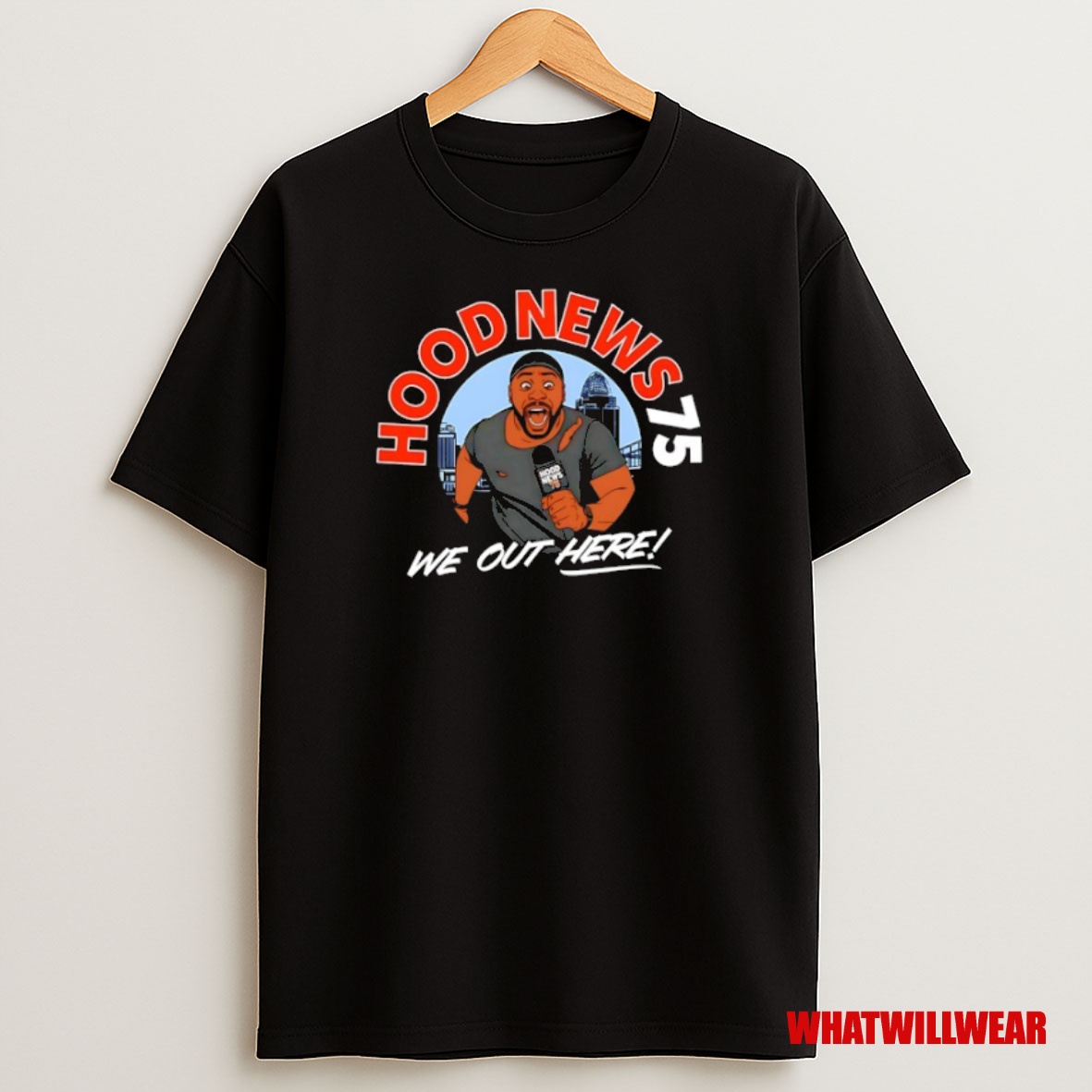 Premium We Out Here Hood News 75 Sweatshirt Tee