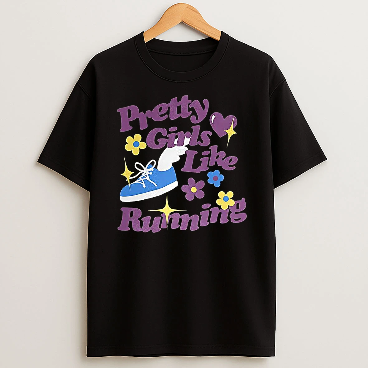 Pretty Girls Like Running Winged Shoes Shirts