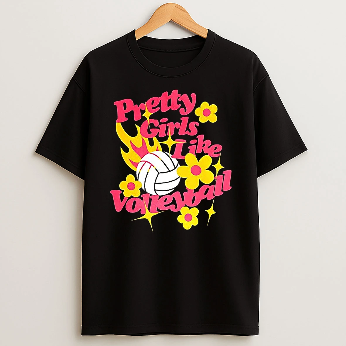 Pretty Girls Like Volleyball Flowers Shirts