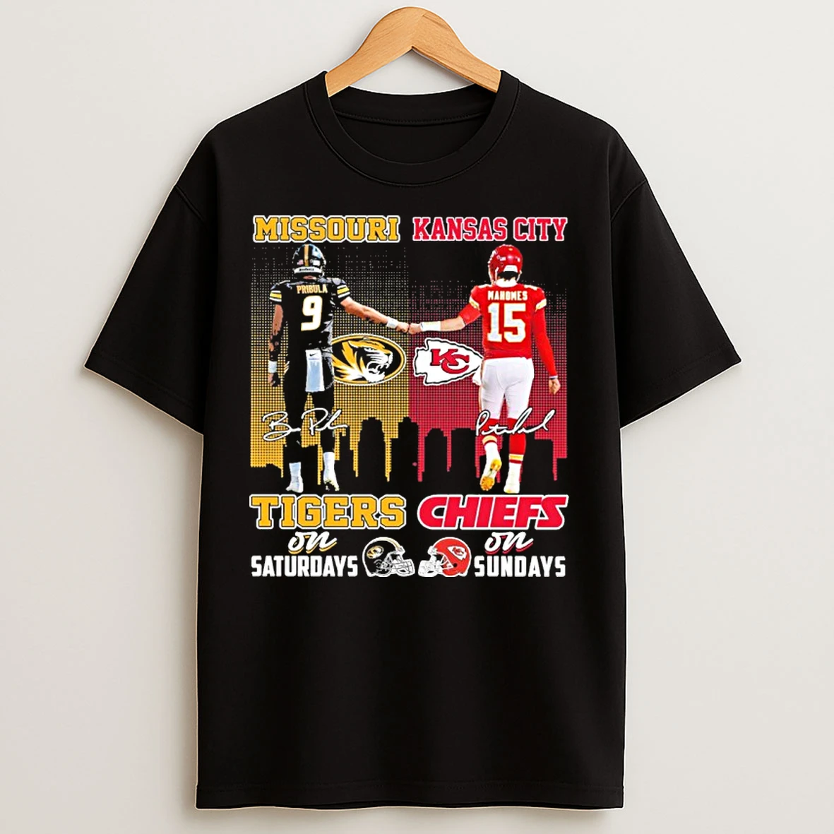 Pribula Mizzou Tigers And Patrick Mahomes Kc Chiefs T Shirts