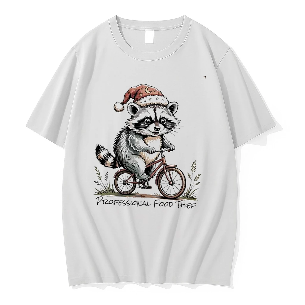 Professional Food Thief Raccon Santa Hat Biking Shirts