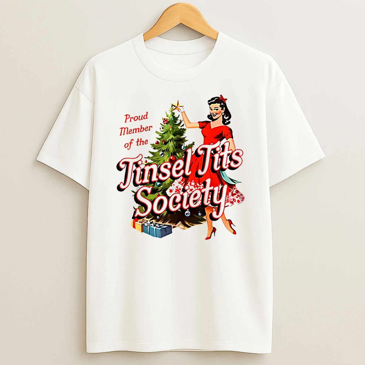 Proud Member Of Tinsel Tits Society Lady Funny Christmas Shirts