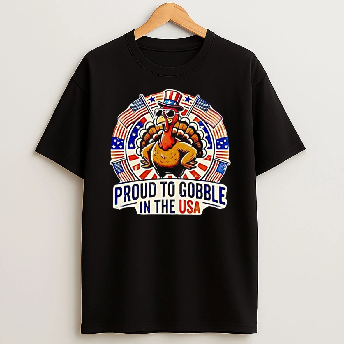 Proud To Gobble In The Usa Patriotic Turkey Vintage Shirts