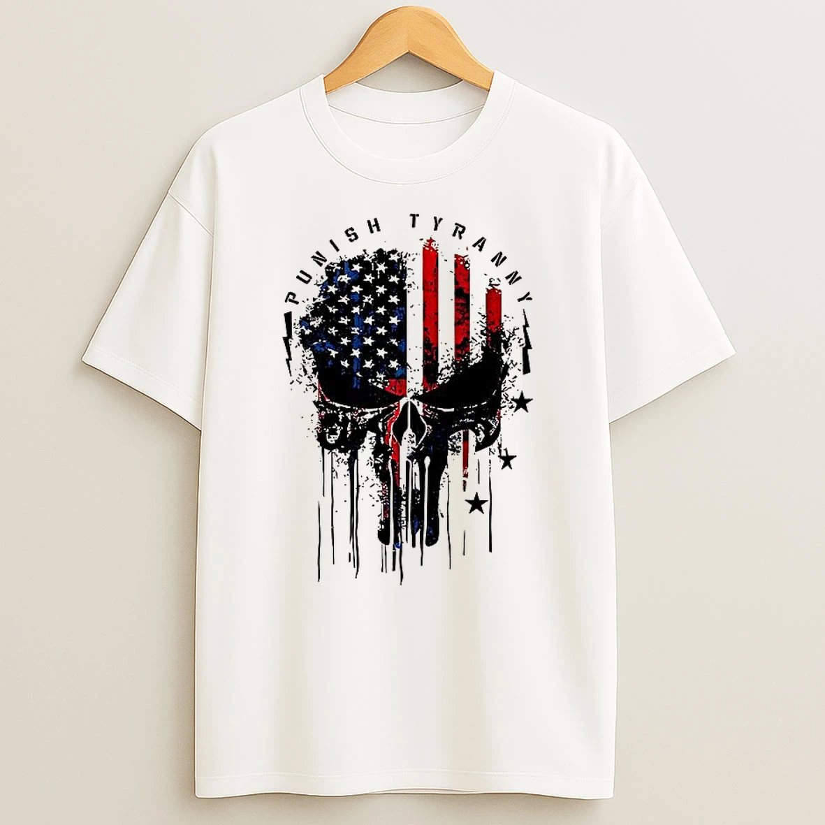 Punish Tyranny Skull Flag Flowing Paint Shirts