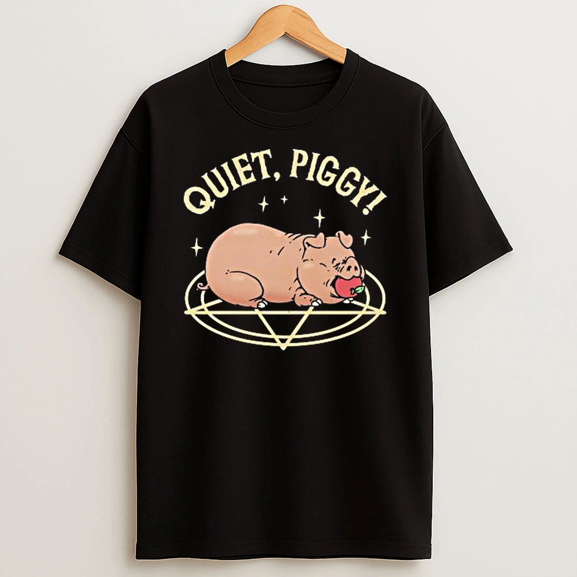 Quiet Piggy Pig Gnawing On Apple Shirts