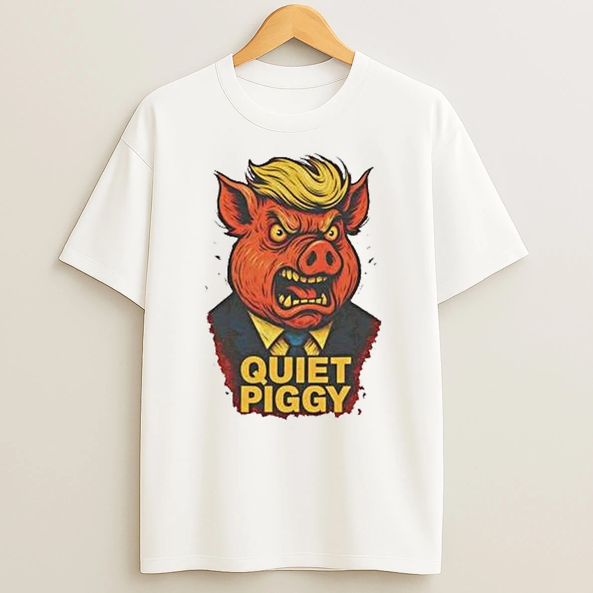 Quiet Piggy Pig Head Graphic Shirts