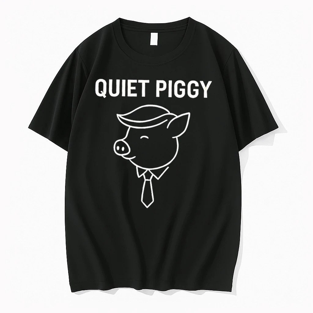 Quiet Piggy Introvert Media Humor Minimalist Line Art Shirts