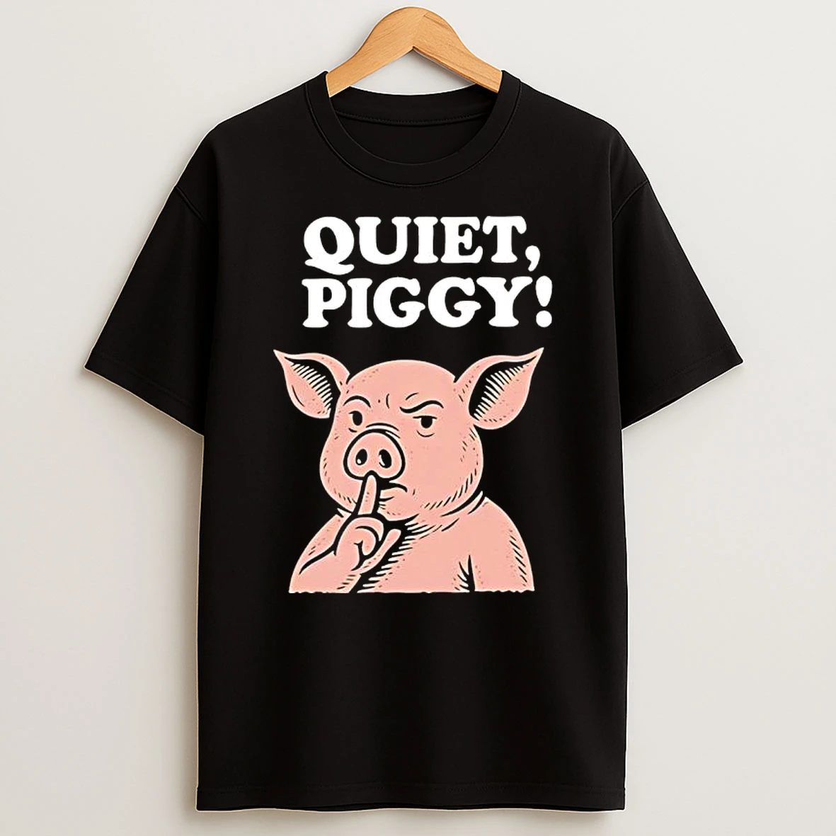 Quiet Piggy Satirical Trump Funny Political Black Shirts