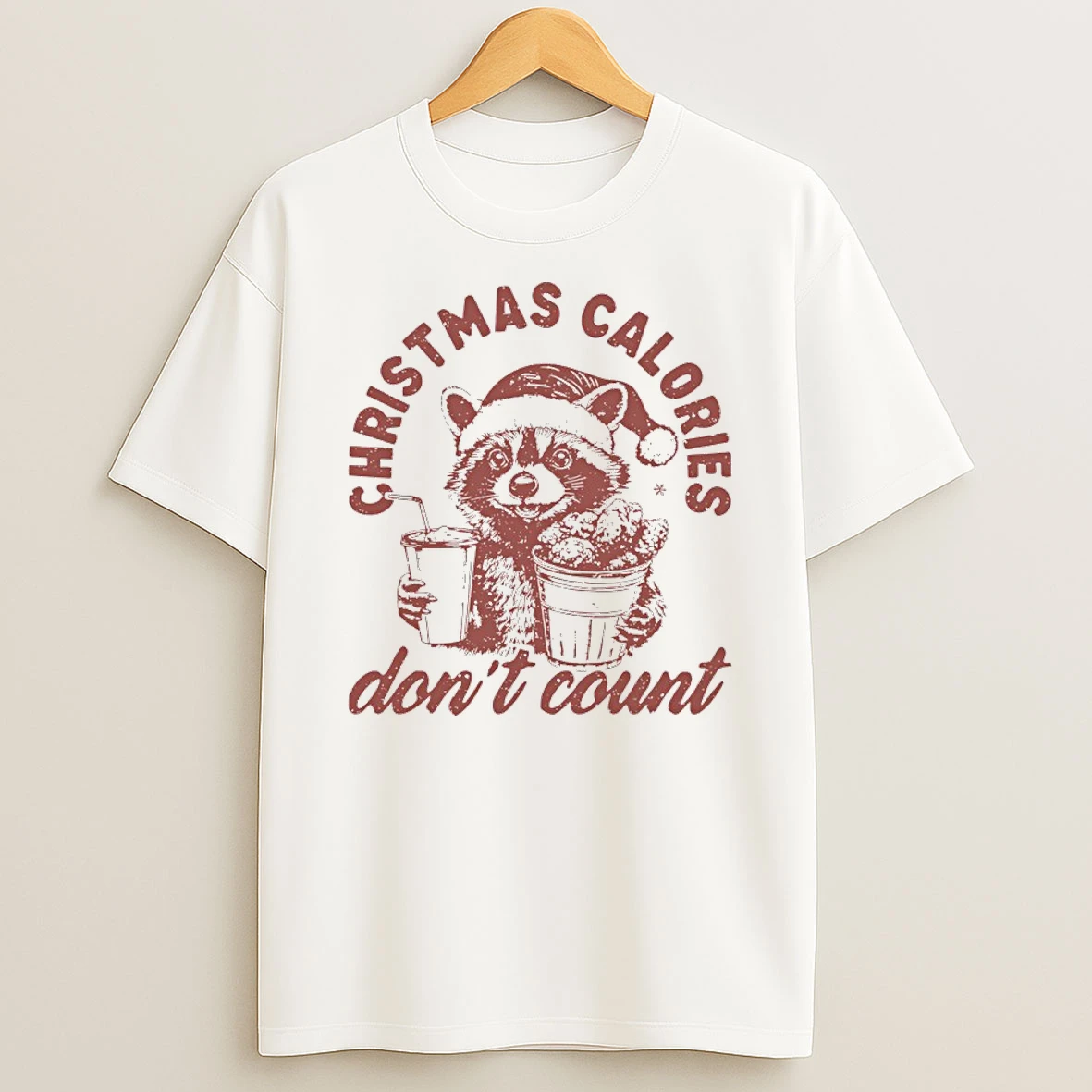 Raccoon Christmas Calories Dont Count Shirts