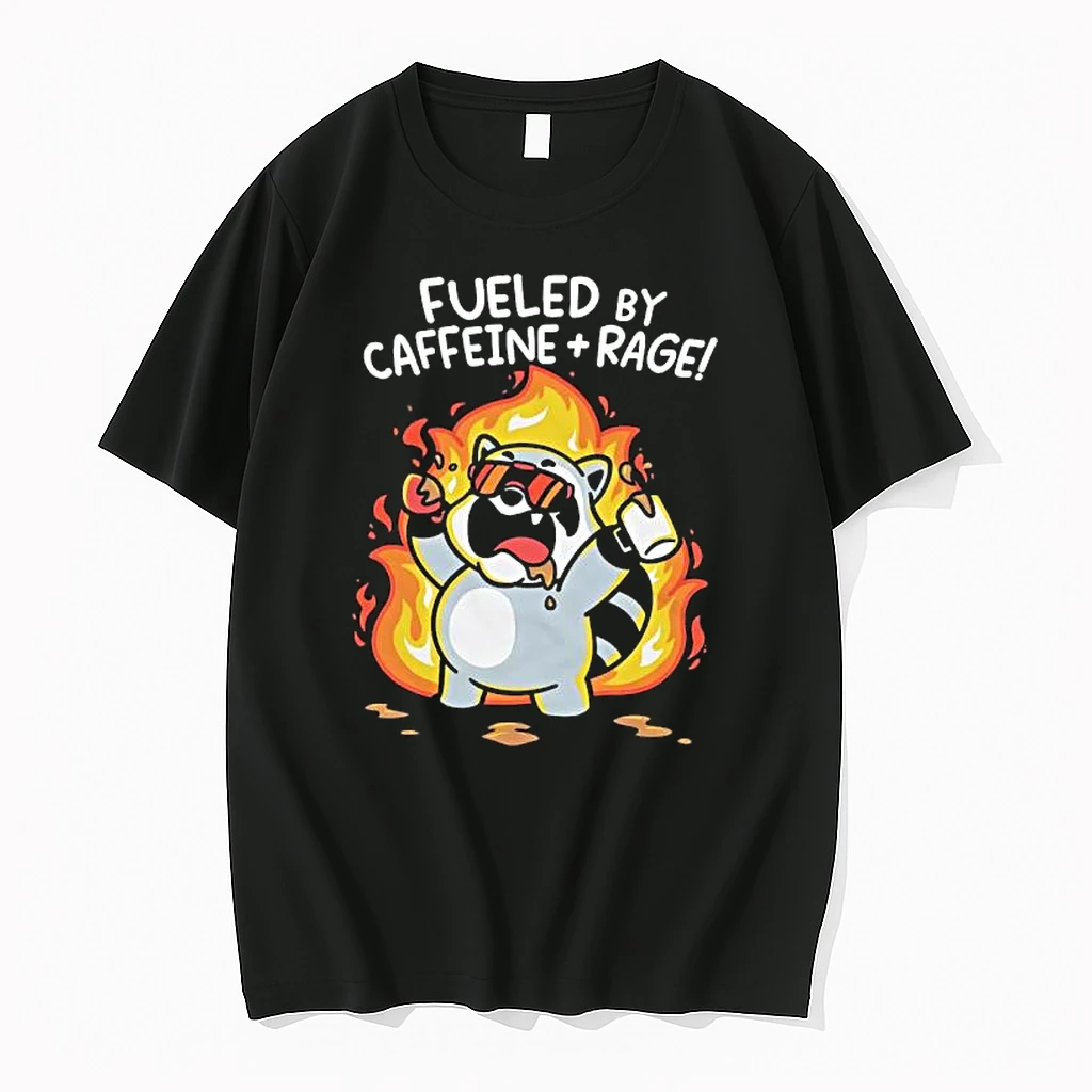 Raccoon Fueled By Caffeine Rage Graphic Shirts
