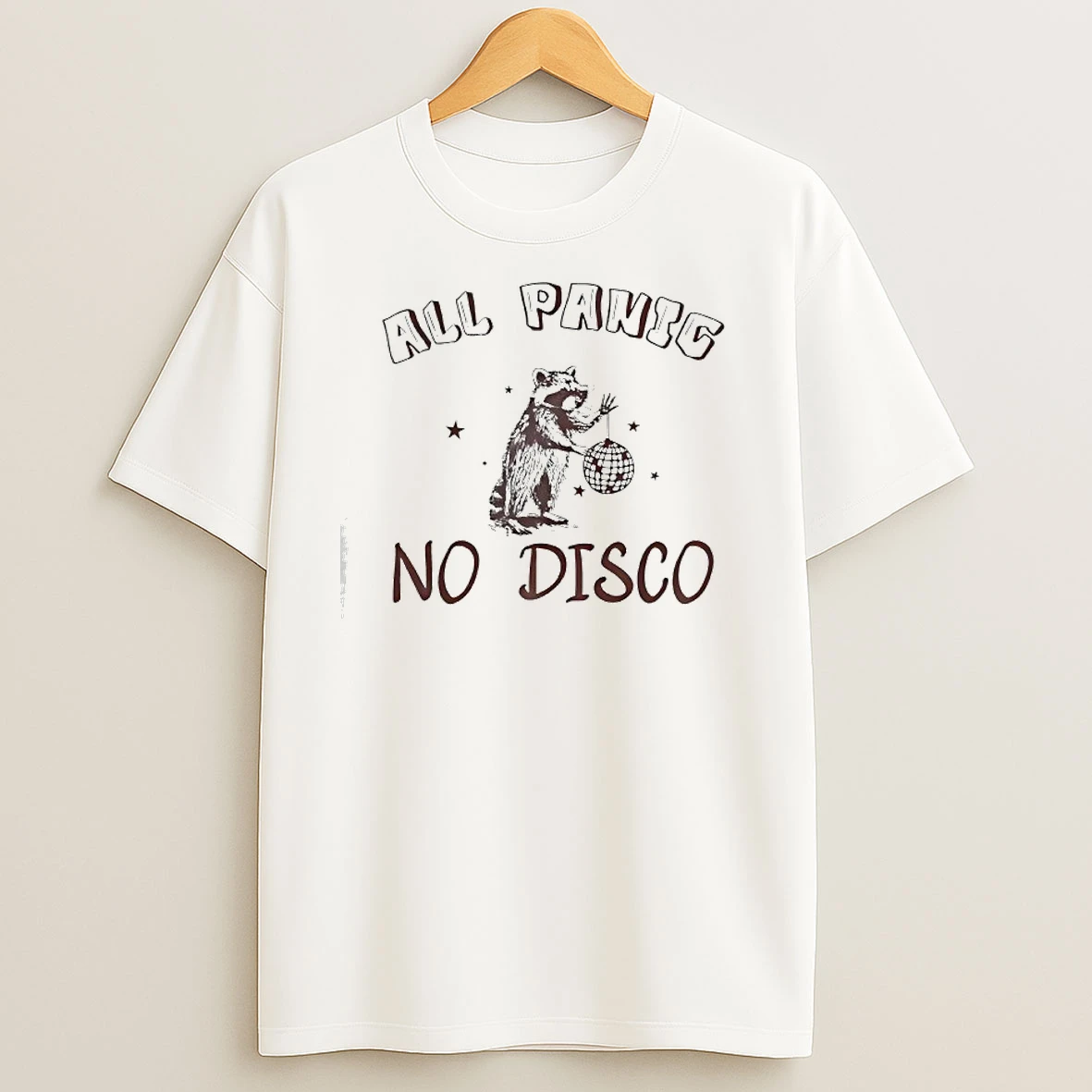Raccoon All Panic No Disco T Shirts
