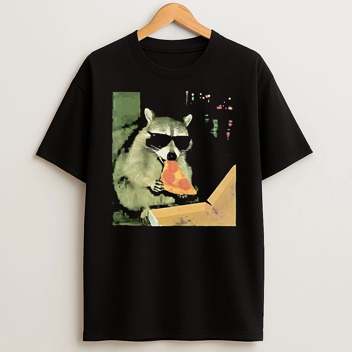 Raccoon Sunglasses Eating Pizza Shirts