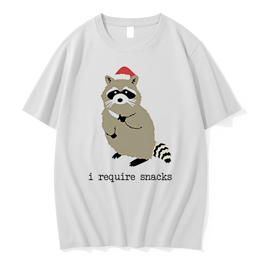 Raccoon Wearing Santa Hat I Require Snacks Christmas Holiday Shirts