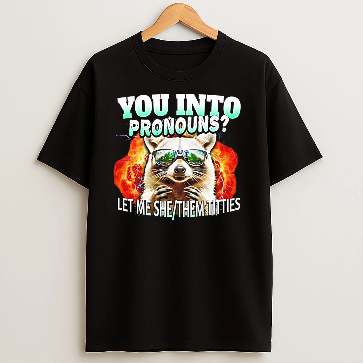 Raccoon You Into Pronouns Let Me She Them Titties T Shirts
