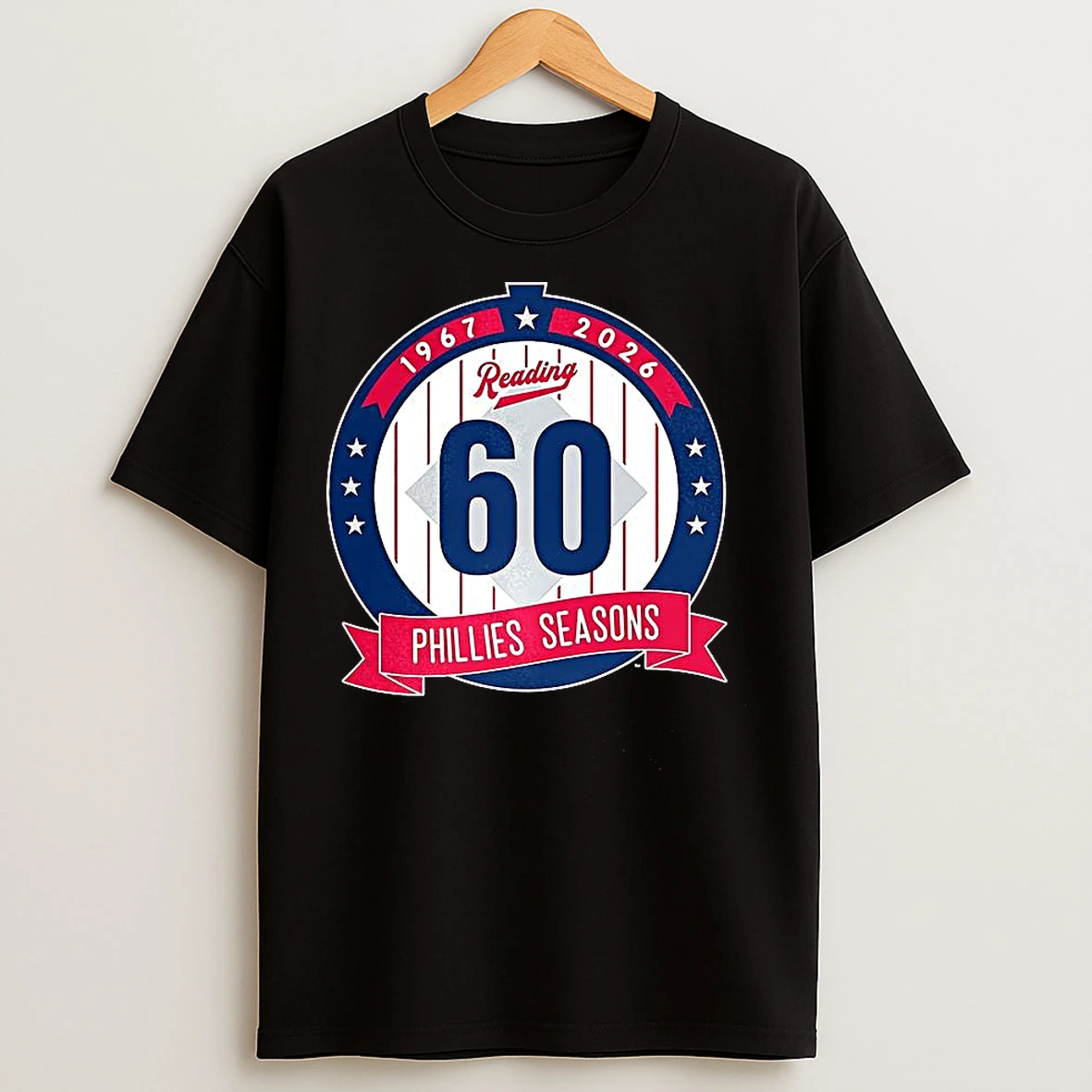 Reading Phillies Season 60th Anniversary Logo 1967 2026 T Shirts