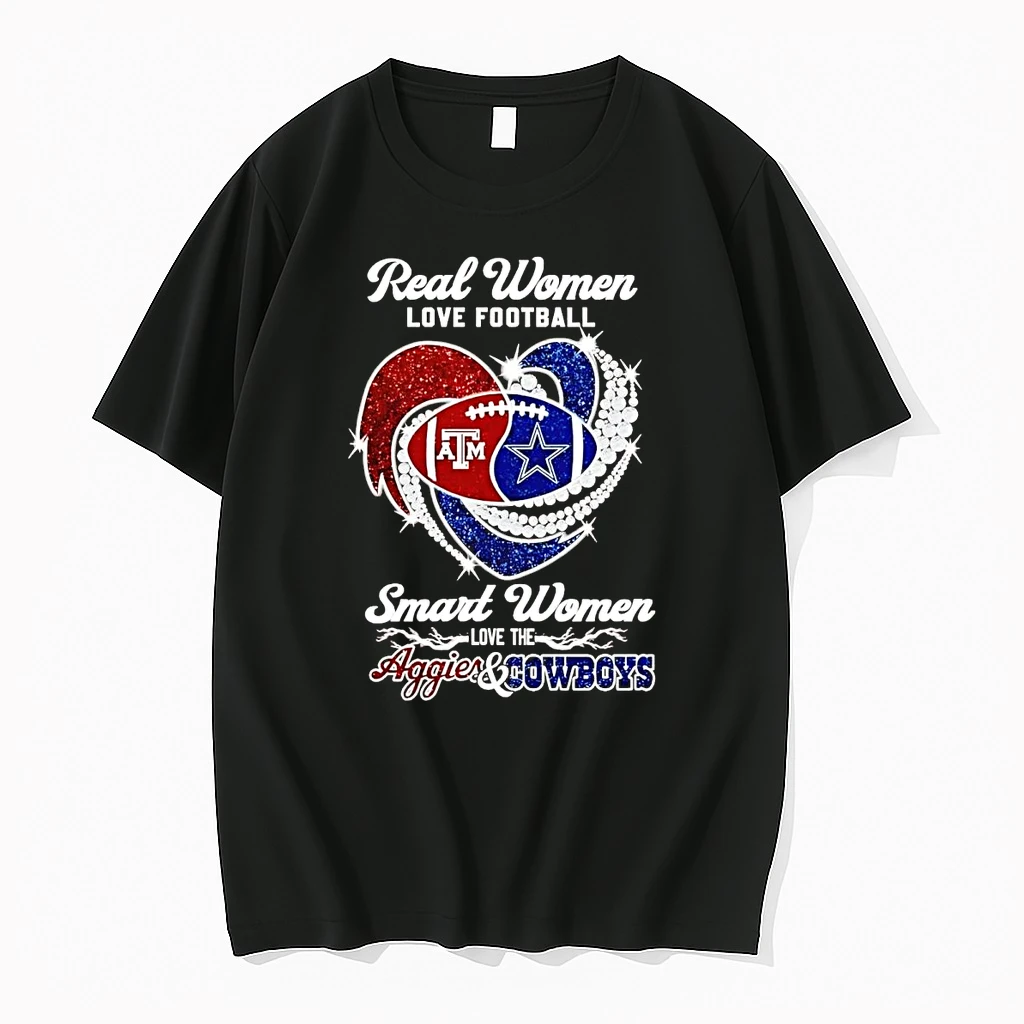 Real Women Love Football Smart Women Love The Aggies And Cowboys Shirts