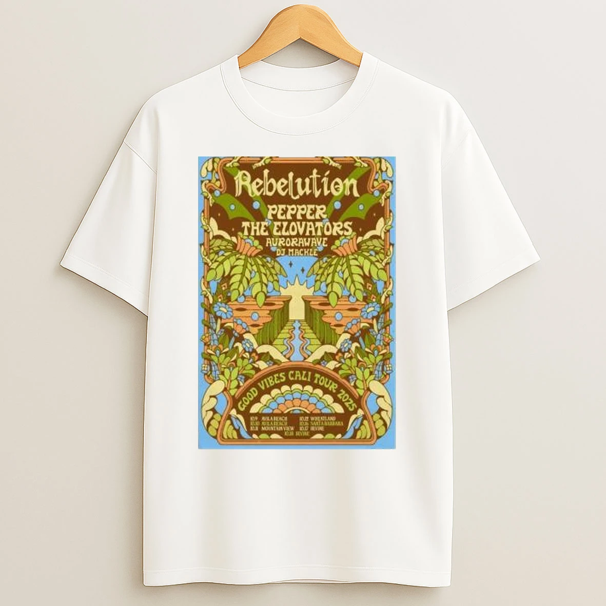 Rebelution Pepper The Elovators Aurorawave Dj Mackle Fall Tour 2025 Circle White T Shirts