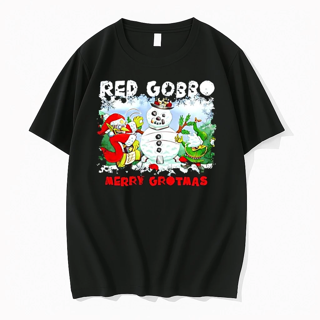 Red Gobbo Merry Grotmas Christmas With Snow Shirts