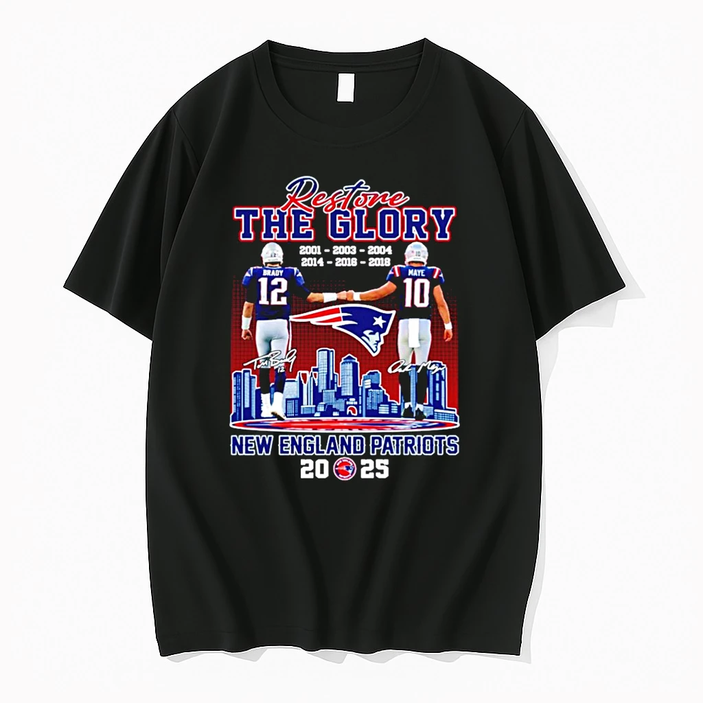 Restone The Glory New England Patriots Brady And Maye 2025 City Skyline Shirts