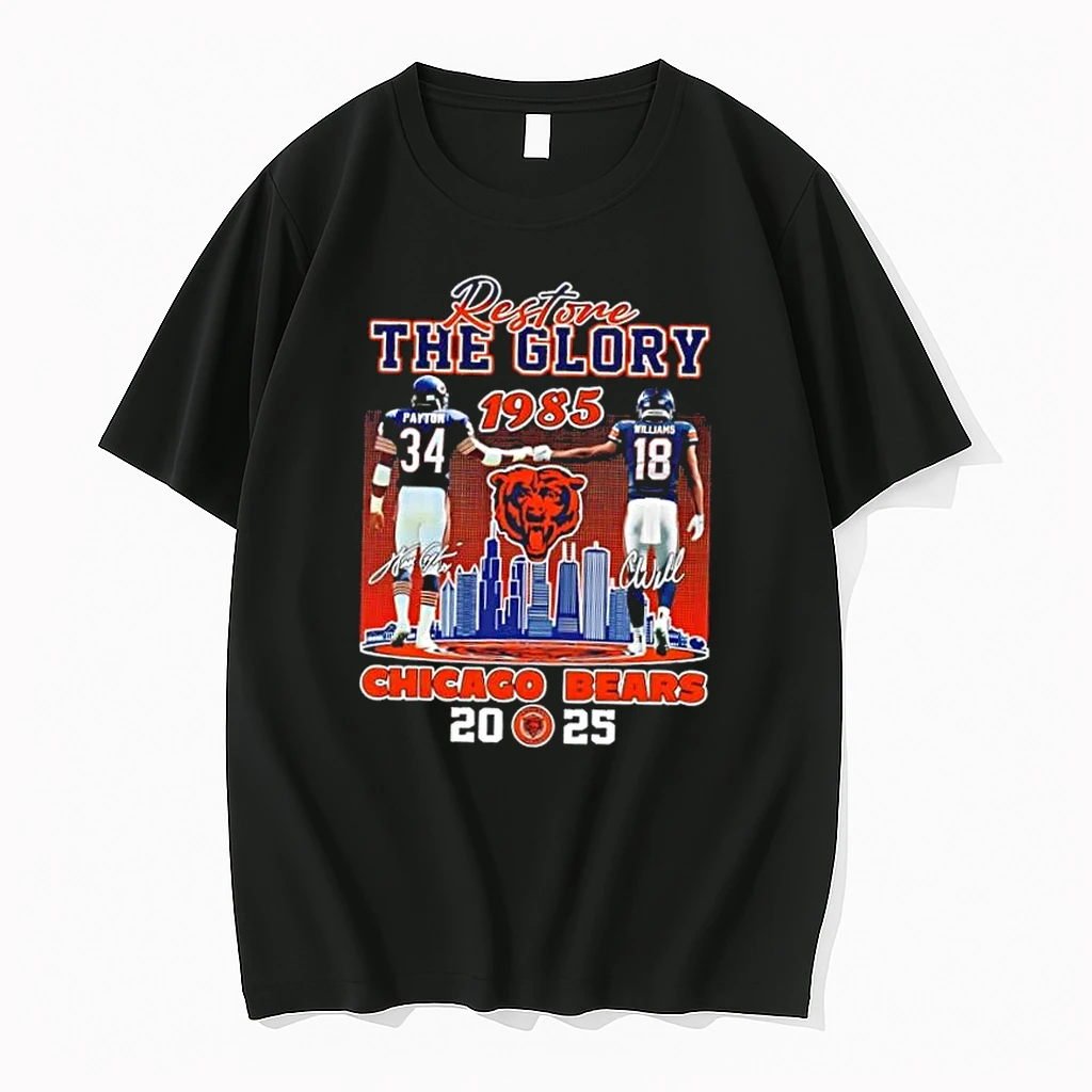 Restore The Glory 1985 2025 Chicago Bears Payton X Williams Skyline Shirts