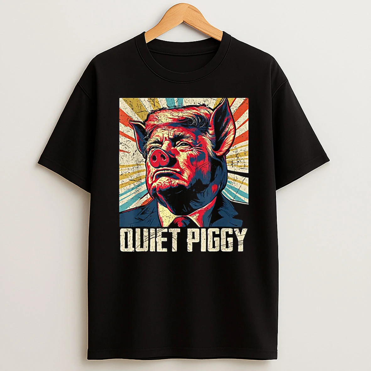 Retro Quiet Piggy Trump Political Trendy Pig Shirts