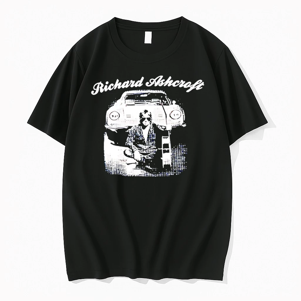 Richard Ashcroft Playing Guitar Behind Car Vintage Shirts