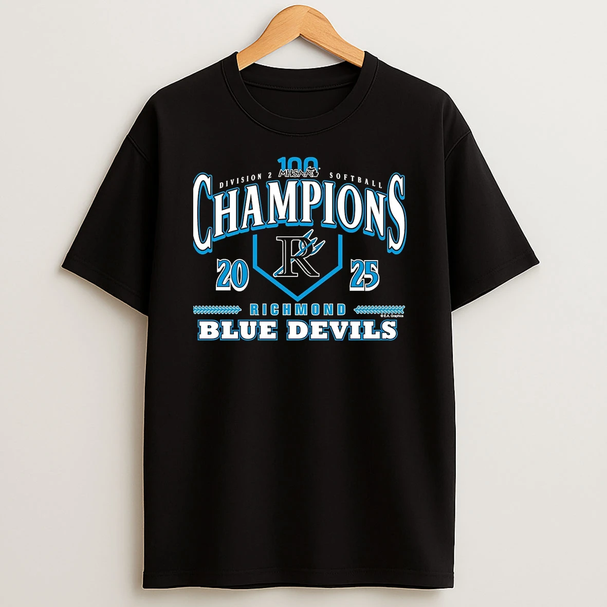 Richmond Blue Devils 2025 Softball D2 Champions Shirts