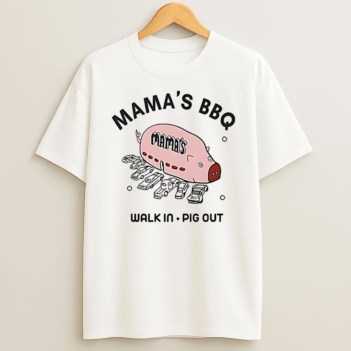 Rob Mac Wearing Mamas Bbq Walk In Pig Out Shirts