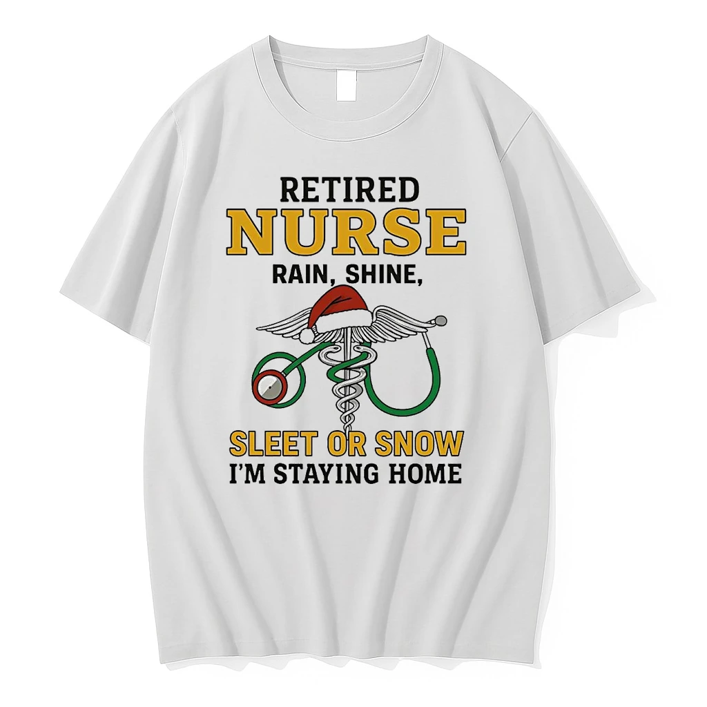 Rod Of Asclepius Retired Nurse Rain Shine Sleet Or Snow Christmas Shirts